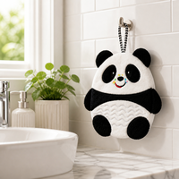 Serviette murale en peluche douce en forme de panda, super absorbante, pour sécher les mains, décoration murale, serviette en peluche mignonne en forme d'animal