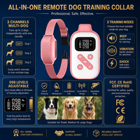 Collier de dressage pour chien rose avec télécommande, bip, vibration, choc, écran LCD, 3 canaux, rechargeable, petit, moyen, grand