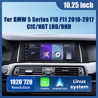 Autoradio 10,25 pouces pour BMW Série 5 F10 F11 2010-2017 Système CIC/NBT Stéréo de voiture Linux Navigation GPS Lecteur DVD IPS Carplay