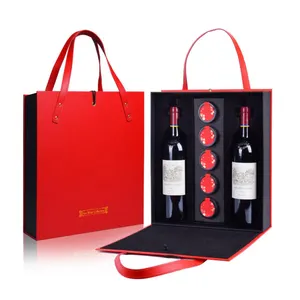 Saco de presente para garrafa de vinho, conjunto de 2 garrafas de vinho com logotipo personalizado