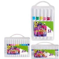 Portable Enfants Enfants Art Fournitures Marqueurs Peinture 12 24 36 48 Aquarelle Acrylique Fine Conseils Dessin Marqueur Stylos Ensemble