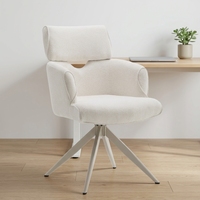 Chaise de bureau moderne avec design enveloppant rond en tissu pour bureau, coiffeuse, salon, chambre ou café