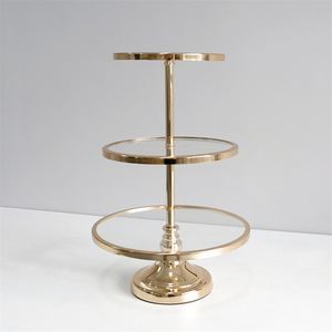 ZK230152 personnalisé 3 niveaux métal verre mariage Dessert fruits Snack Cupcake gâteau marbre élégant Dessert support pour thé - Product Image 4