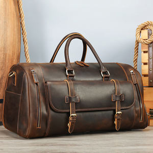 MARRANT Vintage <strong>Men's</strong> Crazy Horse Genuine Leather <strong>Weekender</strong> Holdall Overnight Duffel <strong>Bag</strong> with Shoe Pouch <strong>Men</strong> Leather Travel <strong>Bag</strong> - Product Image 1