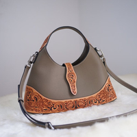 Sac à bandoulière simple en cuir véritable sculpté à la main, résistant à l'eau, de haute qualité, style vintage national, personnalisable pour femme