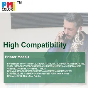 PCI uyumlu siyah renkli mürekkep kartuşu 63XL için HP 63 XL için HP63XL HP63 Deskjet 2134 2136 2138 3637 3638 3639 yazıcı