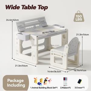 Çocuk ayarlanabilir okul öncesi eğitici oyuncaklar plastik 2 in 1 boyama çocuklar için eğitim masası çizim beyaz tahta masa yürüyor - Product Image 5