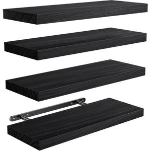 Wooden Floating <b>Shelf</b> Paulownia Carbonized Wall Mounted Rack 4 Layers Rectangle Multipurpose Durable Living Room Bedroom - Product Image 5