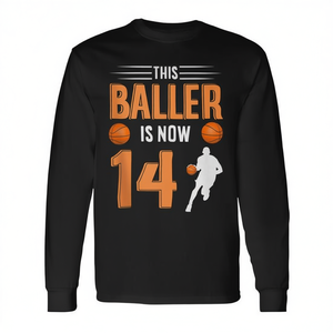 Camiseta de manga larga con estampado de baloncesto para adolescentes, regalo de cumpleaños para niños, de la marca This Baller Is Now 14 - Product Image 2