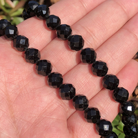 Vente en gros 7.5 ''perles de pierres précieuses tourmaline noire à facettes naturelles 6/8/mm pour la fabrication de bracelets et de colliers