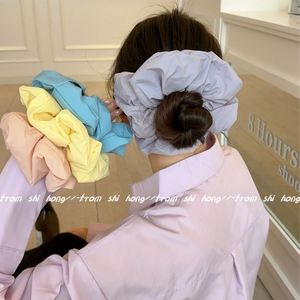 Elegant Versatile High-End Sports Hair Band Solid Color <b>Puff</b> Fabric Scrunchie for Summer Bright Ponytail Sports Entertainment - Product Image 2