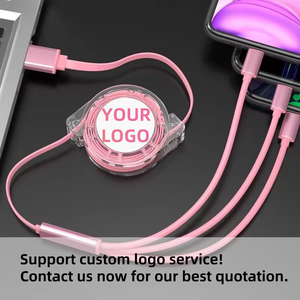 厂家直销 3 合 1 可伸缩 1M 便携式 USB 快速充电数据线 PVC 适用于 Android IOS 带定制徽标 适合送礼 - Product Image 5