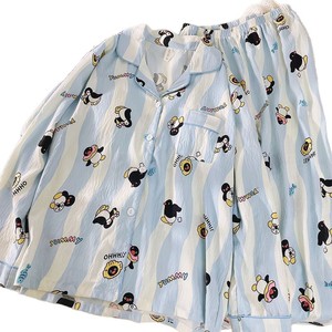Ropa de dormir de algodón para <span class=keywords><strong>mujer</strong></span> para primavera otoño pijamas de manga larga cárdigan con solapa pantalones estampado 'Clouds' para el hogar TikTok Little Red - Product Image 5