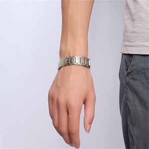 316 L Stainless Steel Anti-allergy <b>Silver</b>/Gold Plated Casual/Sporty Arthritis Relief Magnetic Unisex <b>Bracelet</b> with Custom Logo - Product Image 4