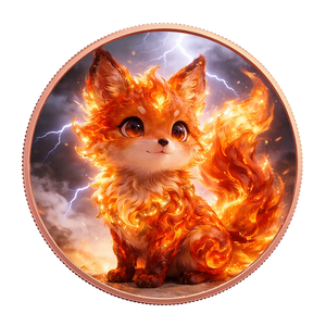 Moneda de cobre puro 999 Flame <span class=keywords><strong>Fox</strong></span> de 1 onza, colorida, impresa con UV, alto relieve, fantasía de fuego, fauna silvestre, medalla coleccionable, venta al por mayor - Product Image 2