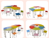 Table et chaise d'écolier en plastique modernes et durables à prix d'usine pour l'école maternelle