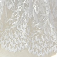 Tissu en TULLE brodé de paillettes en forme de plumes de paon pour robes de mariée et de soirée haut de gamme