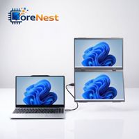 Monitor Portátil CoreNest de 15.6 Pulgadas con Pantalla Dual 2K, Plegable, 100% SRGB, Pantalla IPS, Extensor de Pantalla para Laptop y Mini PC
