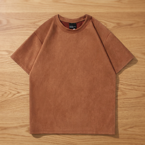 T-shirt tricoté décontracté pour homme, couleur unie, coupe longue et ample, 100 % coton, manches courtes, anti-plis, séchage rapide, écologique - Product Image 2
