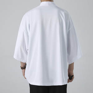 Chemise cardigan <span class=keywords><strong>kimono</strong></span> japonaise pour <span class=keywords><strong>homme</strong></span>, <span class=keywords><strong>streetwear</strong></span> d'été, respirante, couleur unie, vintage, simple, décontractée, vêtements pour <span class=keywords><strong>homme</strong></span> - Product Image 6