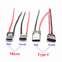 NinthQua 2/5 Micro-USB Tipo-C 2 Pines Horizontal/Vertical, Conector USB-C de Carga Rápida para Soldadura Simple