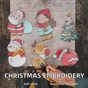Christmas Embroidered Patches Self Adhesive Washable <b>Appliques</b> Irregular Holiday Iron on Badges for Garment Bags Hats - Product Image 2