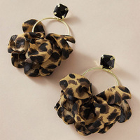 Pendientes de gota con estampado de leopardo Punk Sexy grandes a la moda, pendientes de aro de círculo redondo geométrico de tela de leopardo de colores