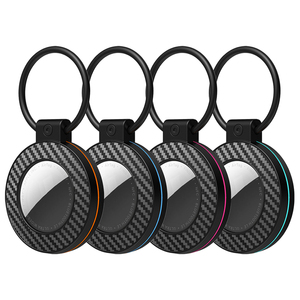 Étui de protection pour porte-clés Apple <span class=keywords><strong>AirTag</strong></span>, en PC, double couleur, texture fibre de carbone, avec boucle de verrouillage sécurisée - Product Image 5
