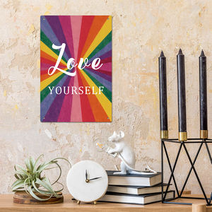 Il segno americano della placca della parete del metallo di riserva per amore è per la scrittura della libertà della latta di uguaglianza arcobaleno dipinto a mano decorazione per la casa dell'interno - Product Image 1