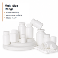 Flacon d'échantillon solide en plastique HDPE blanc de 15-200 ml, flacon pour compléments alimentaires, capsules, médicaments, pilules, appâts