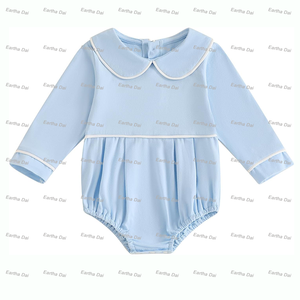 Pakaian bayi set bordir kosong, baju monyet bayi baru lahir lengan panjang kerah Pan katun 100% - Product Image 5