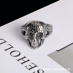 Pebble Skull <b>Ring</b> <b>Titanium</b> Steel Unisex Punk Jewelry Gift SA746 - Product Image 2