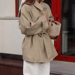 Trench-coat mi-long pour femme, couleur kaki, avec cordon de serrage, manches longues, automne, tendance - Product Image 4