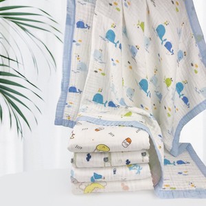 Manta de algodón puro para bebé, 1,1 m x 1,1 m, estampado de dibujos animados de seis capas, permeable al aire, para recién nacidos - Product Image 2