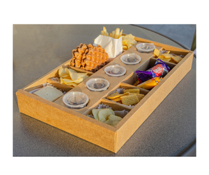 Food Grade kraft paper grazing box Disposable Dessert Catering Paper Food Packaging platter box with divider