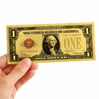 Billet de banque vintage de luxe en feuille d'or – Répliques de devises historiques de 1 à 100 dollars américains, objets de collection, cadeau, décoration intérieure 15,5x6,5cm