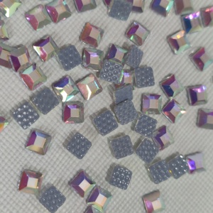 ZK Crystal AB Carré 3x3mm Diamant Forme Dos Plat Strass Manucure - Product Image 5