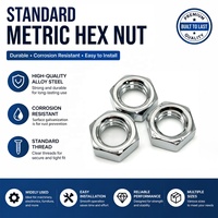 DIN934 Standard Metric Hex Nut, Zinc Plated Carbon Steel Hexagonal Threaded Fastener for Bolt Matching Connection