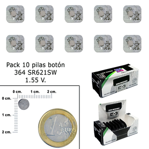 Batteria a bottone all'ossido d'argento 364 / SR621SW (Confezione da 10 batterie) - Product Image 1