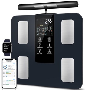 Báscula de Grasa Corporal Digital con Logotipo Personalizado, Plataforma de Vidrio Templado Sólido, Tecnología de Sensor Inteligente, Control por Aplicación, Patas Antideslizantes - Product Image 1