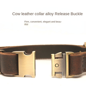 <span class=keywords><strong>Collar</strong></span> de perro de cuero genuino personalizado <span class=keywords><strong>Collar</strong></span> de perro con hebilla de aleación marrón y correa para perro - Product Image 3