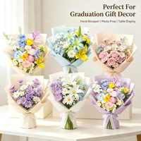 Bunga Lily Daisy Palsu Campuran, Hadiah Wisuda, Dekorasi Meja Pesta, Dekorasi Perayaan, Buket Bunga Buatan