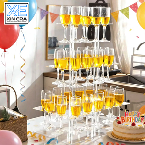 Premium Clear Acrylic Waterproof Lightweight 4-Tier Detachable Tower Stand <b>Wine</b> Glass Holder for Wedding Party Events - Product Image 1