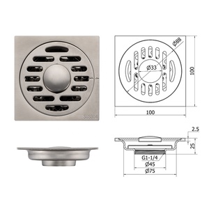 Coperchio di scarico a pavimento antiodore industriale per lavatrice da 100mm facile da pulire per la casa In acciaio inossidabile per il bagno - Product Image 3