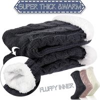 Pantoufle pour femme doux épais hiver couleur unie torsion chaussettes adhésif et distribuer confortable antidérapant maison sol pantoufles chaussette pour femmes