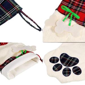 2025 haute qualité rouge blanc Plaid chien animal de compagnie <span class=keywords><strong>bas</strong></span> de noël nouveau Style en peluche Sublimation patte broderie décoration - Product Image 5