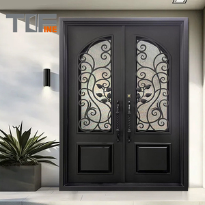 Guangzhou <span class=keywords><strong>Pas</strong></span> <span class=keywords><strong>Cher</strong></span> Haute Qualité Métal Simple Design Intérieur Verre Fer Forgé Autre Portail Coulissant Porte d'Entrée Simple avec Cheval - Product Image 3