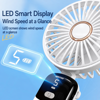 Nouveau ventilateur portatif pliable, mini ventilateur de bureau, petit ventilateur portable avec affichage numérique pour le bureau et les étudiants
