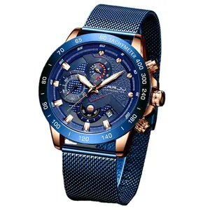 Fashion jam tangan CRRJU 2280 pria, arloji digital anak waktu ganda tahan air punggung baja tahan karat unik pria