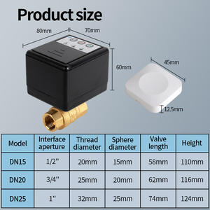 Détecteur <span class=keywords><strong>de</strong></span> fuite d'eau sans fil alimenté par batterie avec télécommande 433 MHz, vanne motorisée <span class=keywords><strong>de</strong></span> 3/4 pouce à arrêt automatique, 4 capteurs d'eau - Product Image 4